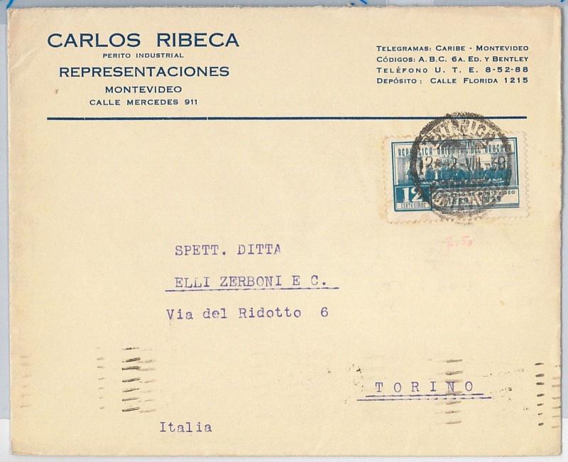 URUGUAY  -  POSTAL HISTORY -  COVER to ITALY 1939