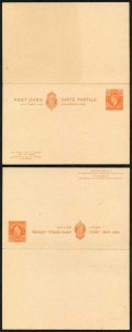 CP101b KGVI 2d Orange Foreign Reply Card on Buff card Mint Rouletted