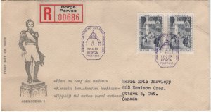 Finland 1959 FDC Sc 360 30m Diet at Porvoo (pair) 150th ann Registered to Canada