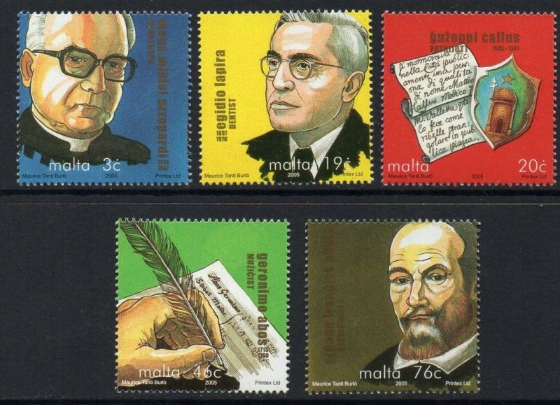 MALTA SG1436/40 2005 PERSONALITIES MNH 