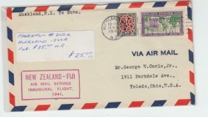 NEW ZEALAND NEW ZEALAND TO FIJI INAUGURAL FLIGHT COVER 1941 TO USA