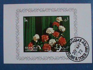 SHARJAH-STAMP:- 1972-  COLORFUL LOVELY FLOWER- CTO AIR MAIL S/S SHEET NOT HING