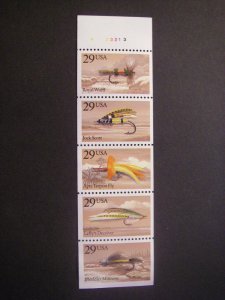 Scott 2549a, 29c Fishing Flies, UNFOLDED PL#A23213, MNH Booklet Beauty