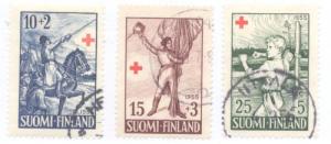 Finland Sc B132-4 1955 Ensign Stal Red Cross stamps used