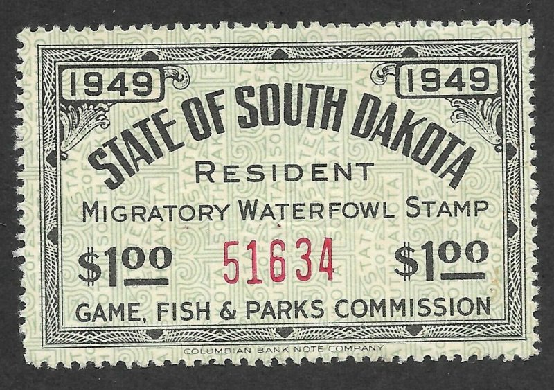 Doyle's_Stamps: Scarce Mint NH South Dakota Duck Stamp #1 VF+