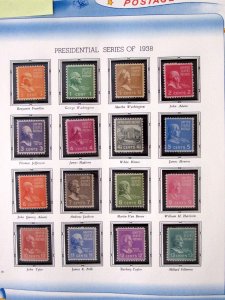 US - PRESIDENTIAL SERIES OF 1938 - WHITE ACE PAGES - MINT/USED - CAT VAL $40.35