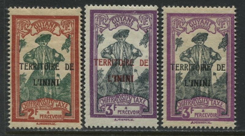 Territoire L'Inini overprinted on 1929 French Guiana Postage Dues mint o.g.