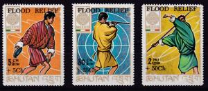 Bhutan 1965  Sports Semi-Postal Flood Relief set (3) Complete   VF/NH