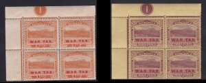 Dominica MR4 MR5, MNH Corner Blocks of 4 - War Tax