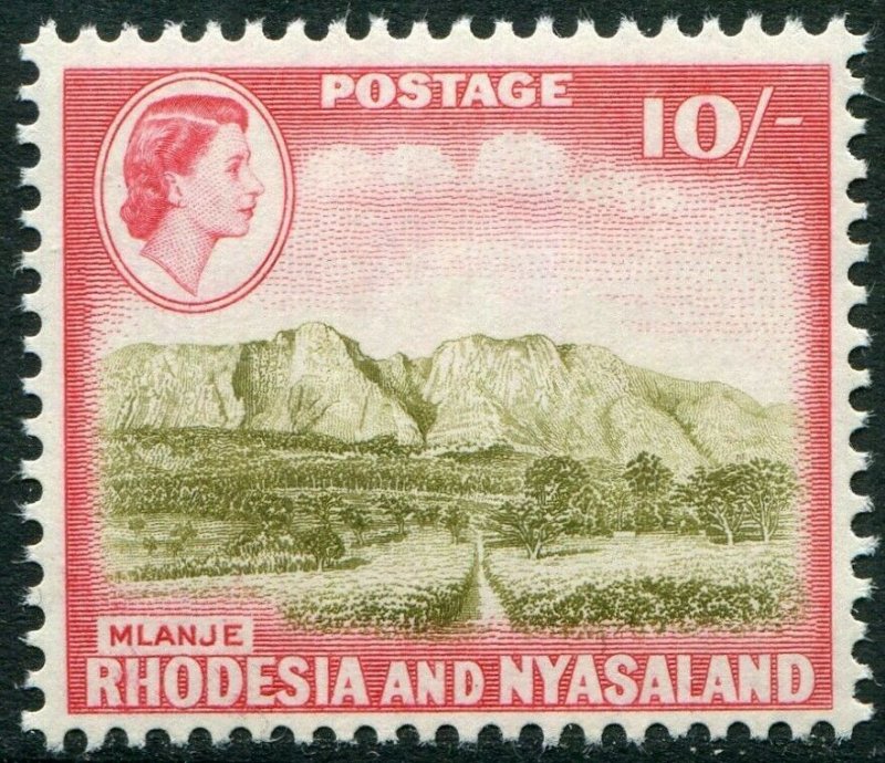 RHODESIA & NYASALAND-1959-62 10/- Olive-Brown & Rose-Red Sg 30 UM V48371