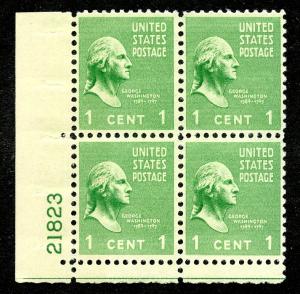 U.S. Scott  804 FVF MNH Pre-Electric Eye Plate Block of 4