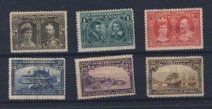 6x Canada 1908 Quebec Stamps; #96-97-98-99-101-103 Guide Value = $357.00