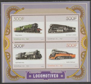 STEAM LOCOMOTIVES   perf sheet containing four values mnh