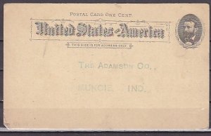 United States, 1891issue. Patent Office Answer Postal Card ^