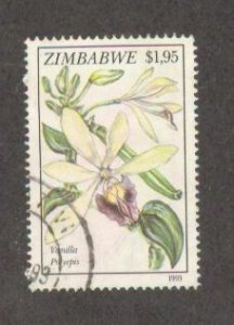 ZIMBABWE Sc# 695 USED F Vanilla Polyepis Flowers
