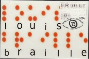 HUNGARY #4138, MAXIMUM CARD I - 200th ANN of BIRTH of LOUIS BRAILLE