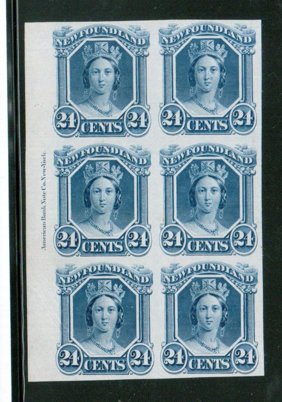 Newfoundland #31P Extra Fine ABN Imprint Block Of Six Proof On India Paper