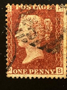 1854-1855, Queen Victoria,  1d Red, Great Britain Wmk Large Crown, Sg 43 $35.00