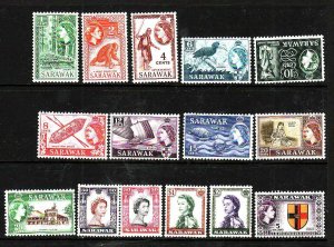 Sarawak-Sc#197-211- id7-unused NH1955-57 definitive QEII set -