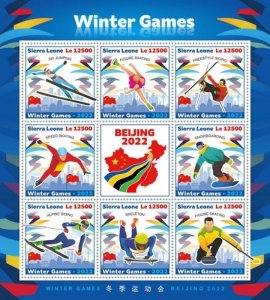 Sierra Leone - 2022 Winter Olympic Games - 8 Stamp Sheet - SRL220156a