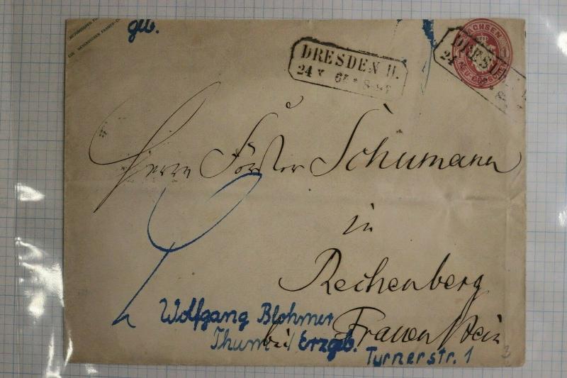 Saxony Germany Postal envelope 1 Dresden box cancel used Klingenberg Bavaria DC