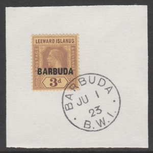 BARBUDA 1922 KG5  3d on piece with MADAME JOSEPH  POSTMARK