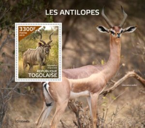 Togo - 2019 Antelopes on Stamps - Stamp Souvenir Sheet - TG190446b