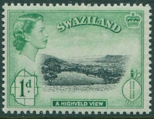 Swaziland 1956 SG54 1d black and green Highveld View QEII MLH