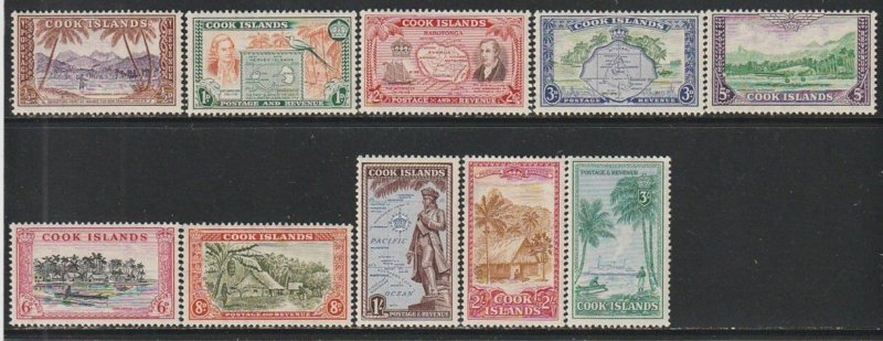 1949 Cook Islands - Sc 131-40 - MNH VF - 10 single - Capt Cook