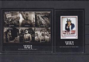 TUVALU 2 SHEETS WORLD WAR WWI