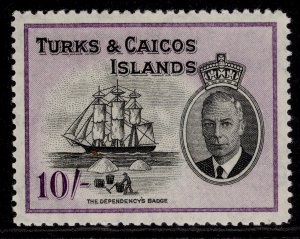 TURKS & CAICOS ISLANDS GVI SG233, 10s black & violet, LH MINT. Cat £30.