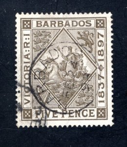 Barbados #85a  VF, Used,  Bluish paper, SON cancel, CV $300.00 .... 0480061