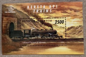 Indonesia 1998 Trains, Locomotive MS, MNH.  Scott 1782, CV $1.75