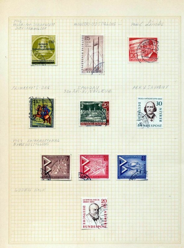 GERMANY Berlin 1952/57 Used on 9 Pages (aprx 70+Items) MZT293 