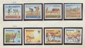 BOTSWANA - Sc 428-431 & 432-435 - MNH sets - Early Farming, WWF animals - 1988