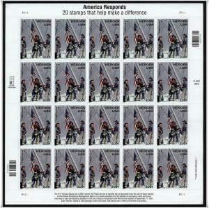 SC#B2 (34¢ + 11¢) Heroes of 2001 Sheet of Twenty (2002) SA