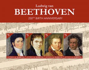 YEAR 2020-ANTIGUA - BEETHOVEN   4V complet set    MNH **