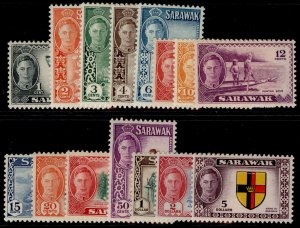 SARAWAK GVI SG171-185, 1950 complete set, LH MINT. Cat £120.