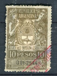 ARGENTINA; 1920s early Revenue issue used 10P. value