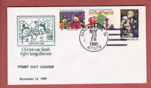 1980 CHRISTMAS SEAL FIRST DAY OF ISSUE-Santa Claus, In
