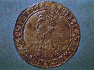 ​NAGALAND-1973- ELIBAZETH I- GOLD COIN-1602 CTO S/S VF-OG FANCY CANCEL