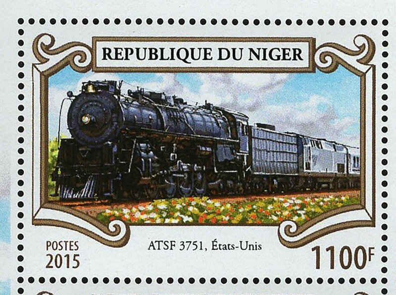 Steam Trains Stamp ATSF 3751 USA Locomotive S/S MNH #3546-3548