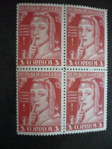 Stamps - Cuba - Scott# 375-379 - Mint Hinged Set of 5 Stamps in Blocks of 4