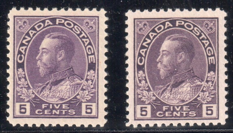 Canada VF NH #112- 112a, c, i, ii, iii (112c has minor wrinkle) C$1275.00