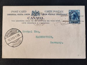 Canada. A late 19th century Universal Postal Union (UPU) prepaid postcard ...