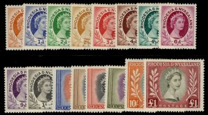 RHODESIA & NYASALAND QEII SG1-15, 1954-56 complete set, M MINT. Cat £120.