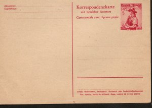 1952 Austria Postal/Reply cards #343