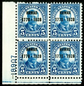 US Stamps # 648 MLH F-VF Plate Block Of 4 Scott Value $200.00