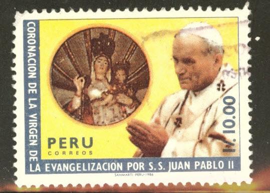 PERU  Scott 930 Used 1988 Pope JP2 stamp