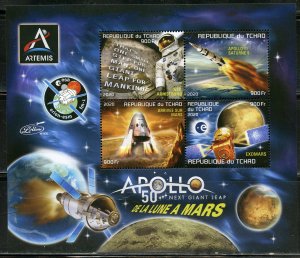 CHAD 2019 50th ANNIVERSARY OF APOLLO 11 FROM THE MOON TO MARS  SHEET MINT NH